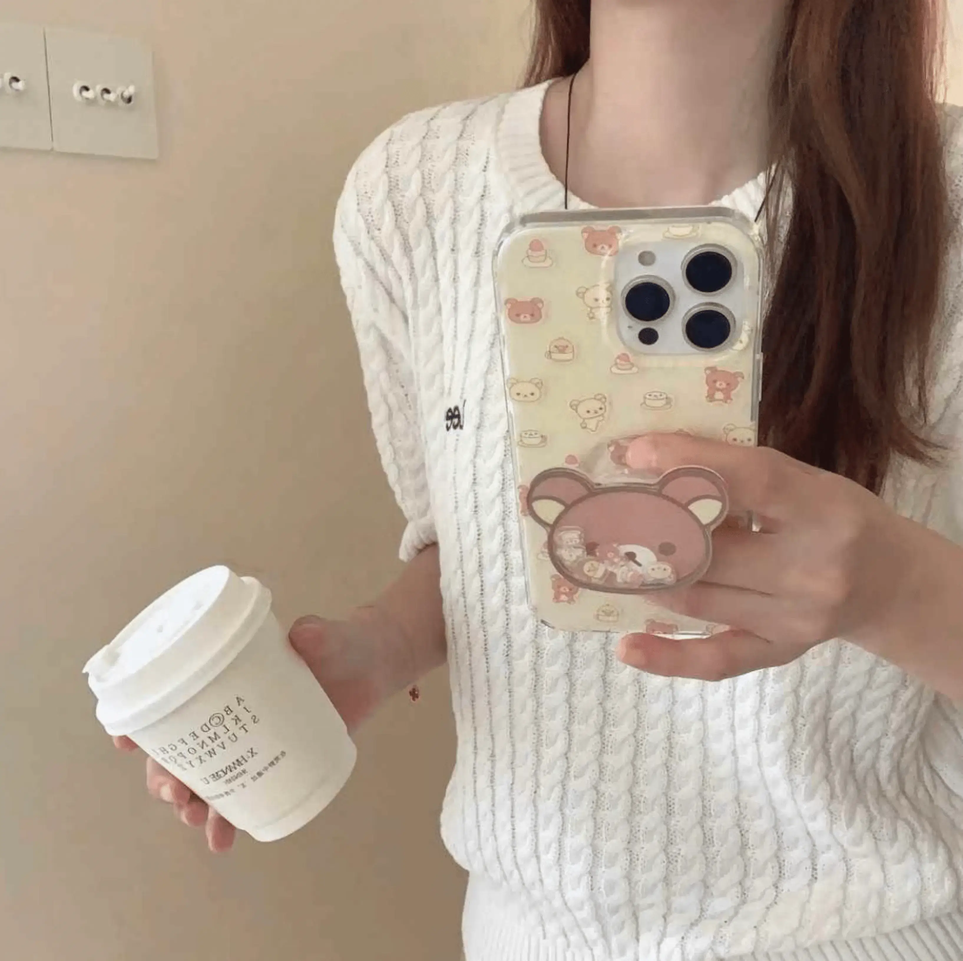 Cute Bear Pattern Silicon iPhone Case With Bear Holder