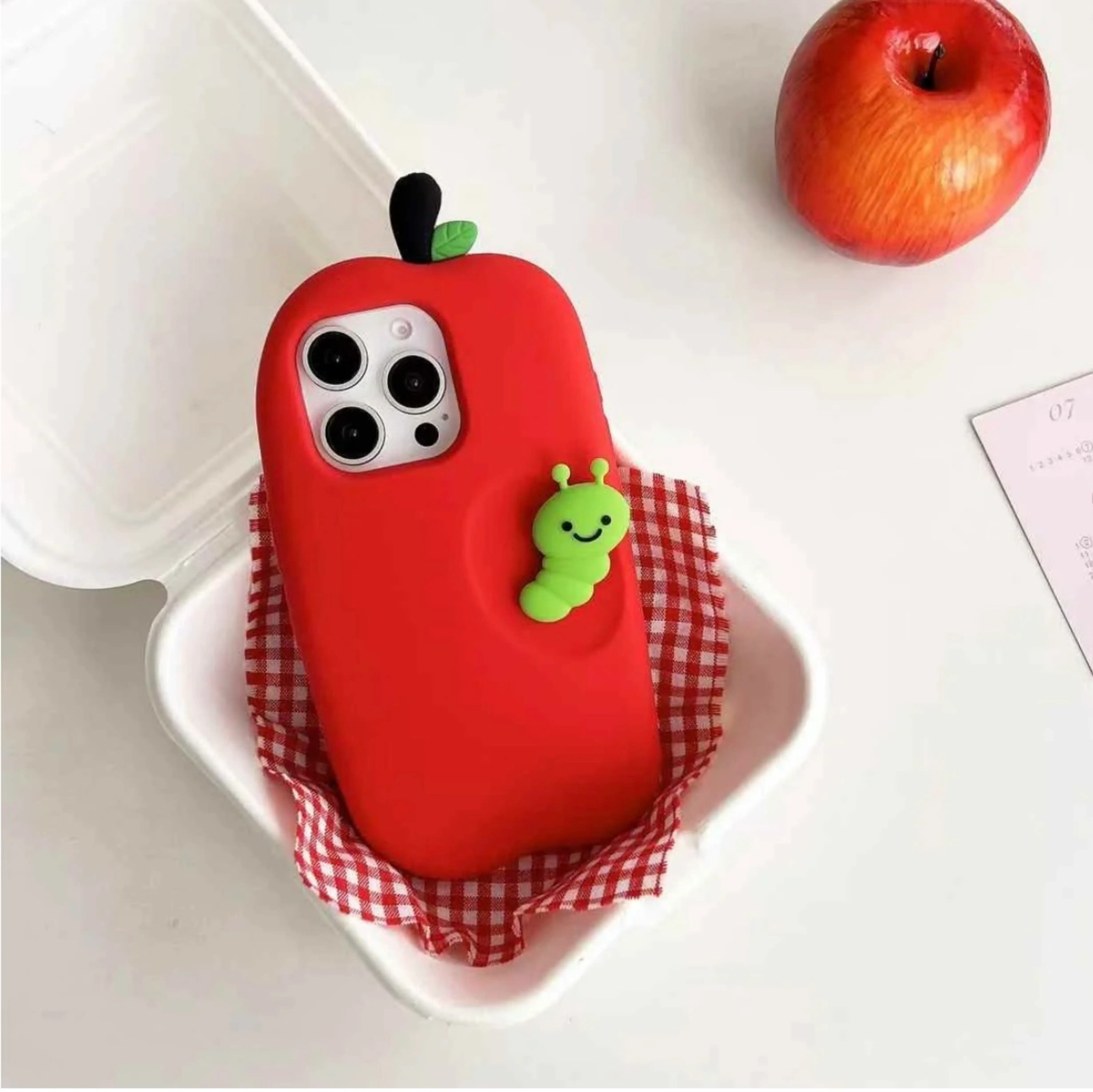 Cute Catterpillar Silicon iPhone Case With String Holder