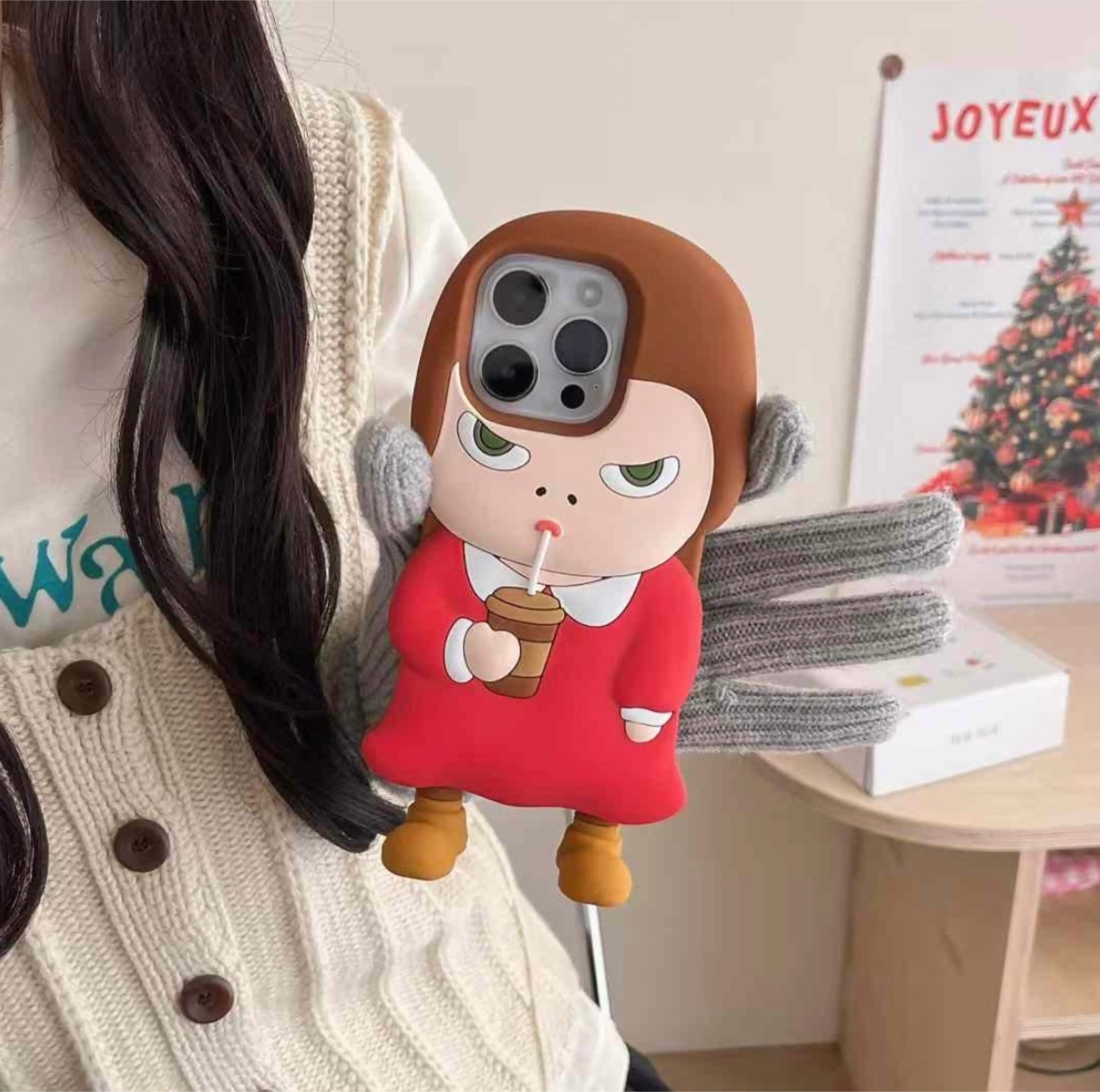 Angry Girl Drinking Coffee Silicon Case For iPhone