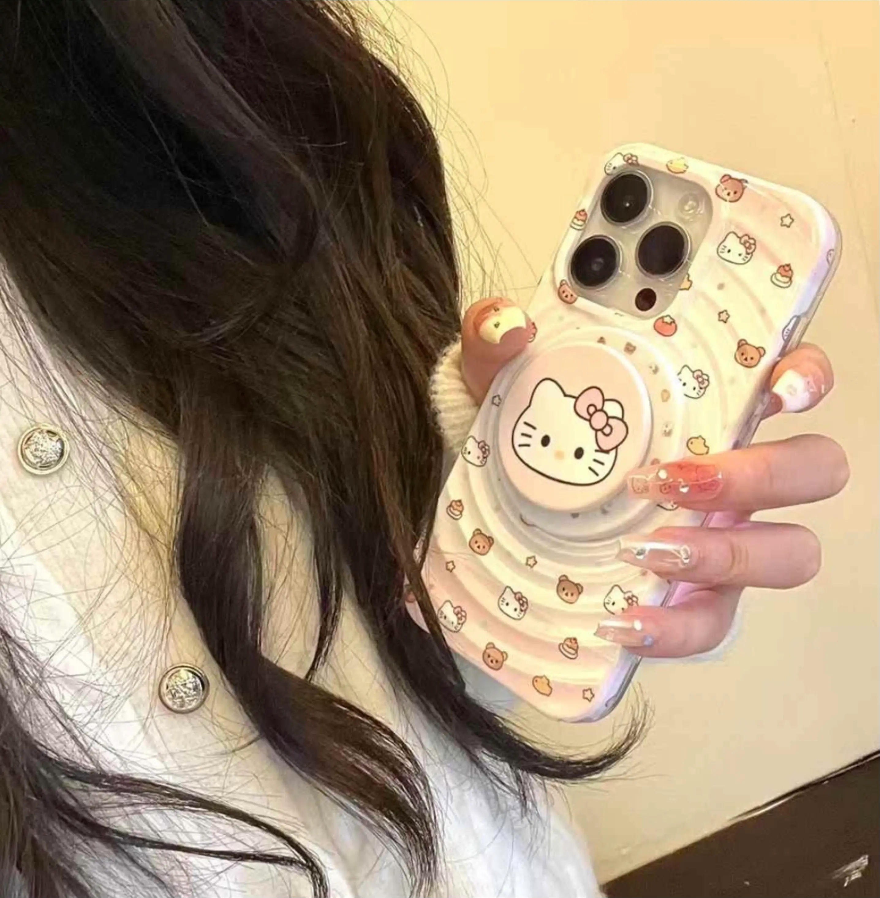 Kitty And Bear Ripple Case For iPhone With Kitty Magsafe Holder