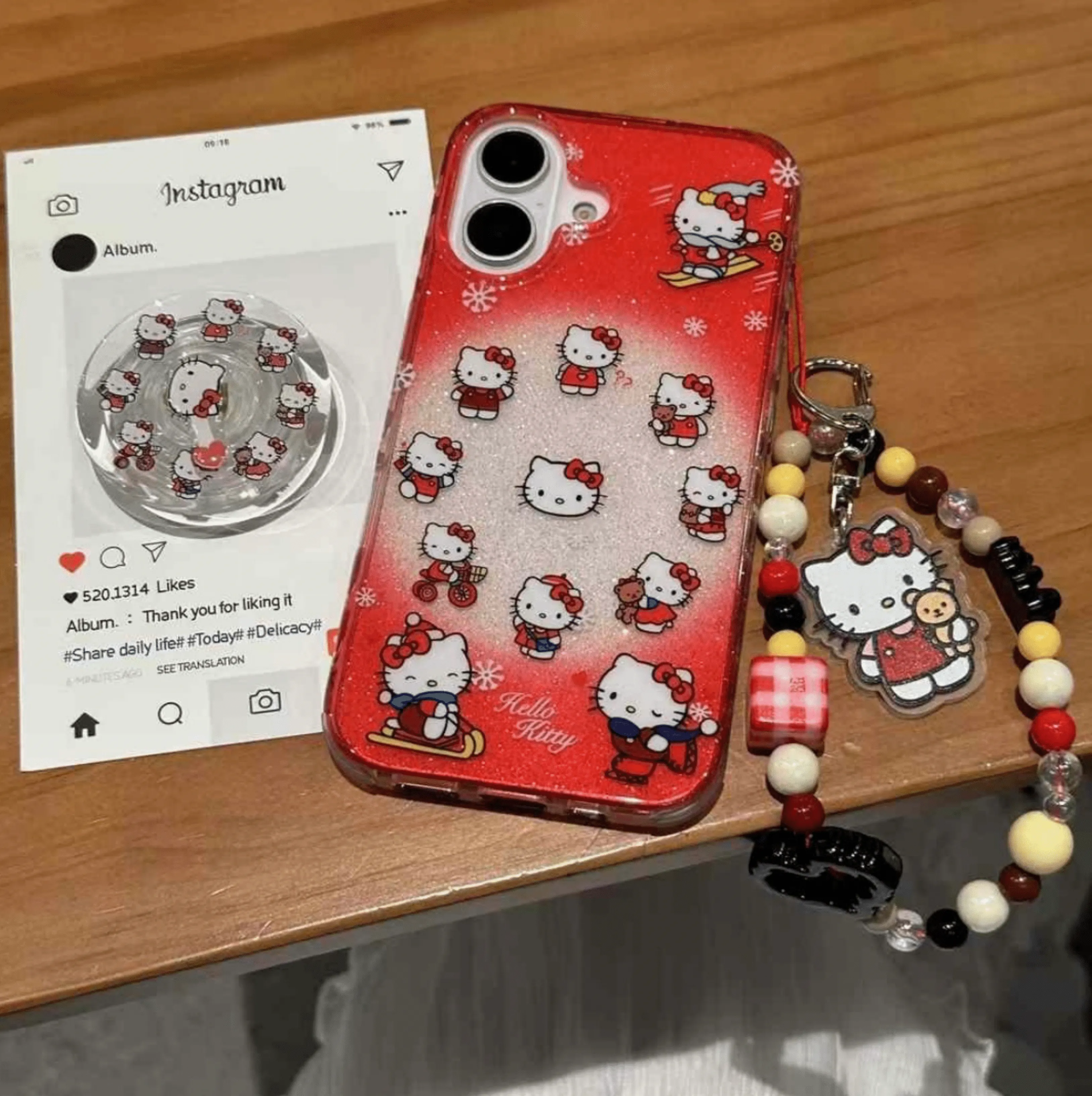 Kitty Riding Silicon Case For iPhone With Kitty Holder And Charm