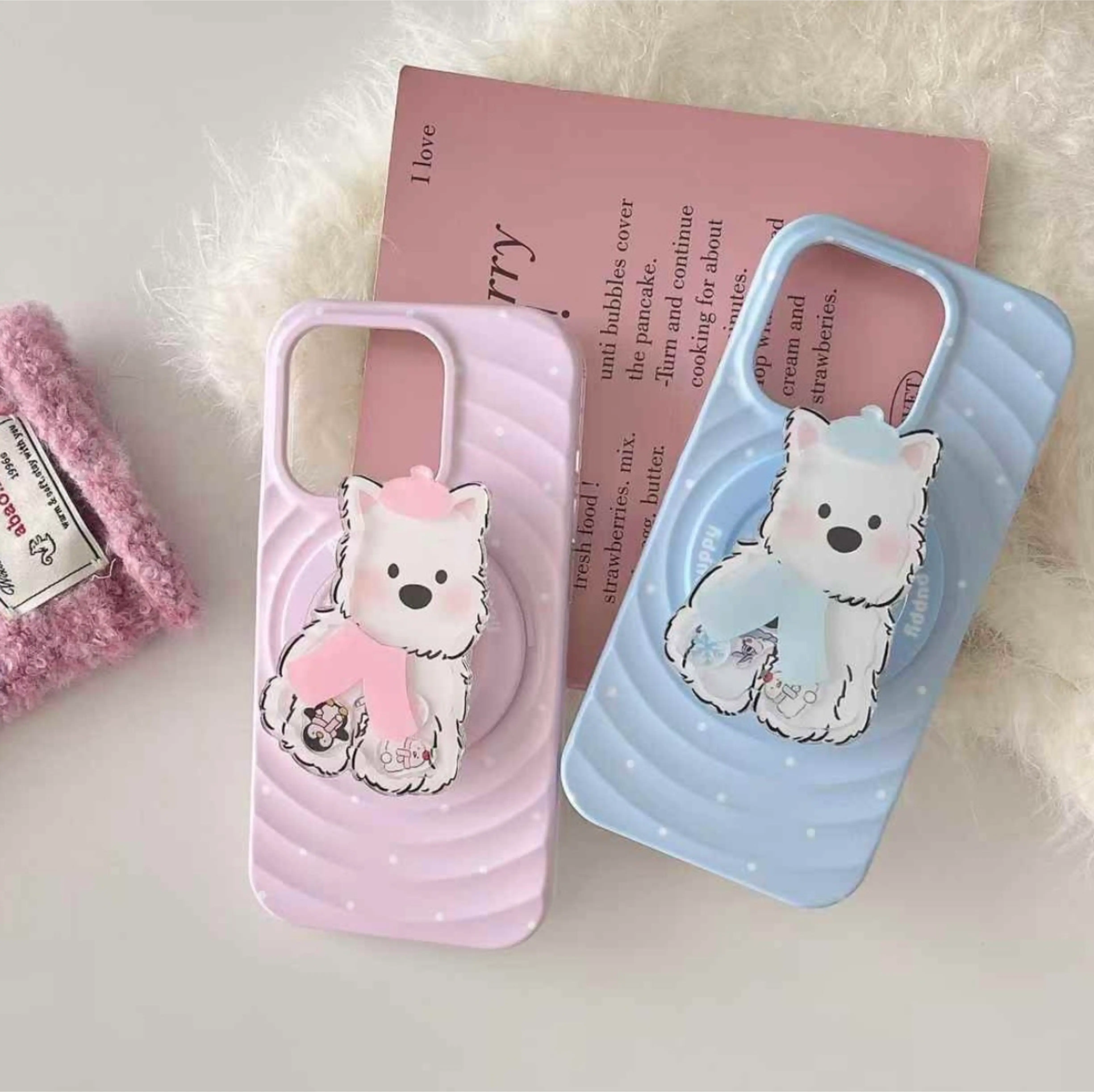 Solid Color Ripple Case For iPhone With Puppy Ripple