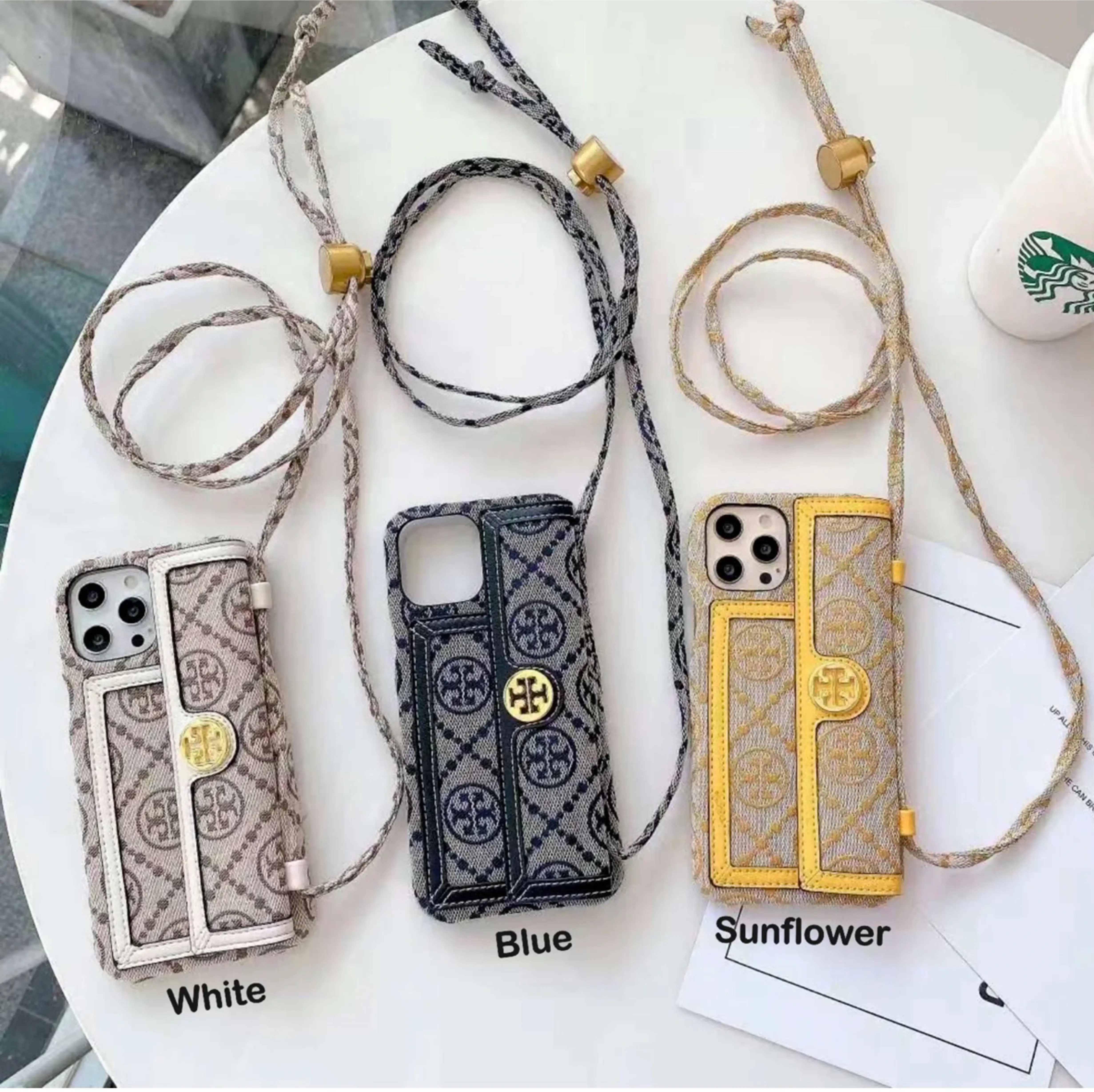 "Silicon Leather Holographic iPhone Case With Sling Chain"