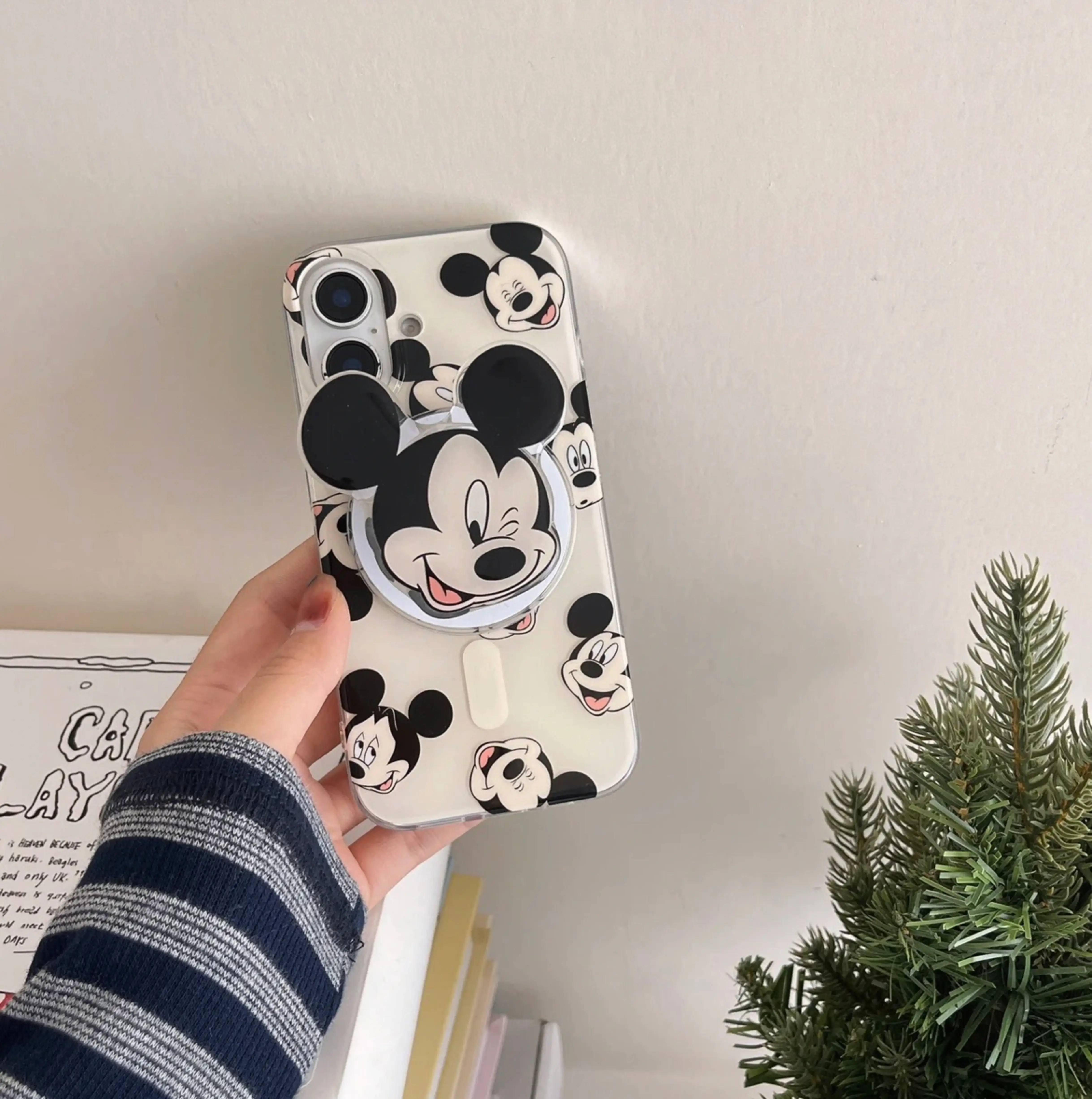 "Cartoon Face Pattern Designer Magsafe Silicon Case for iPhone With Holder"