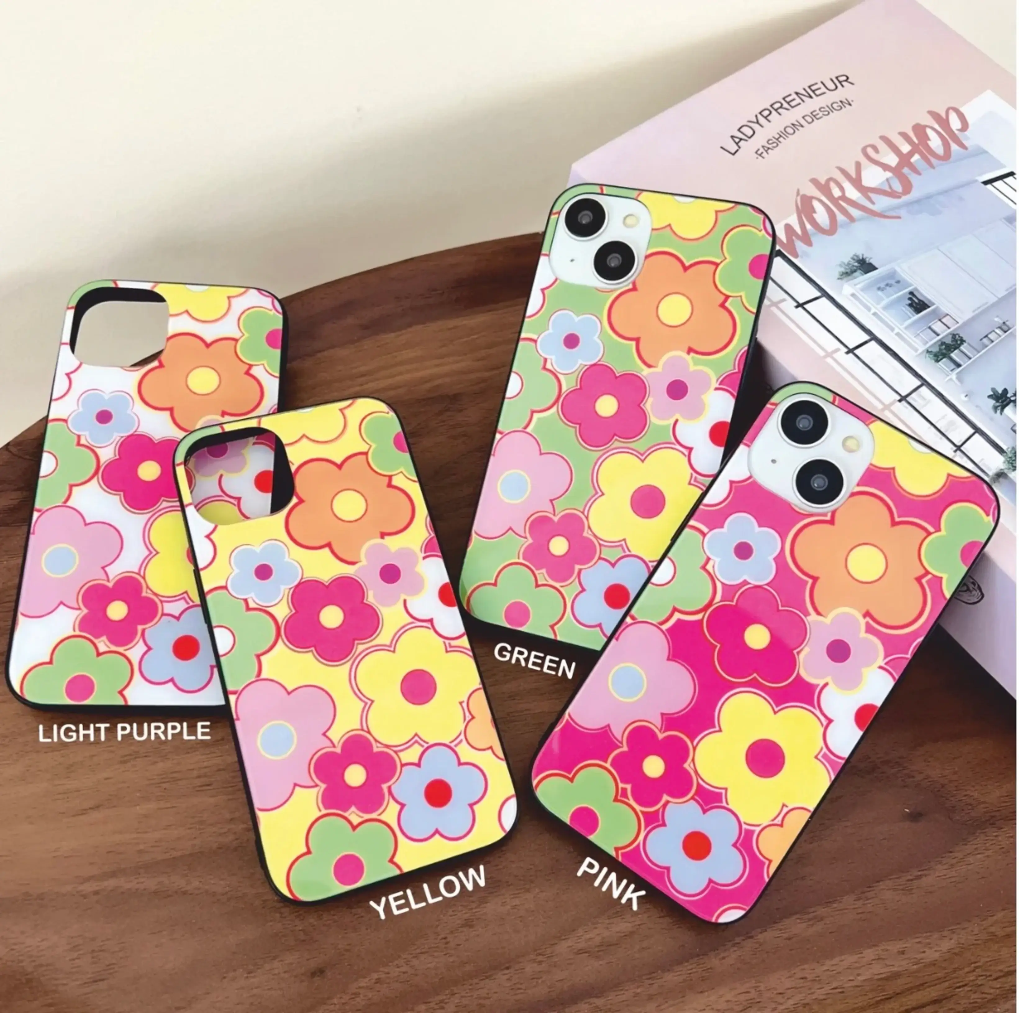 Floral Doodle Design Glass Case For iPhone